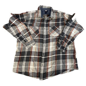 Lands' End XL 46-48 Flannel Traditional Fit Rugged Plaid Shirt gray 100% Cotton